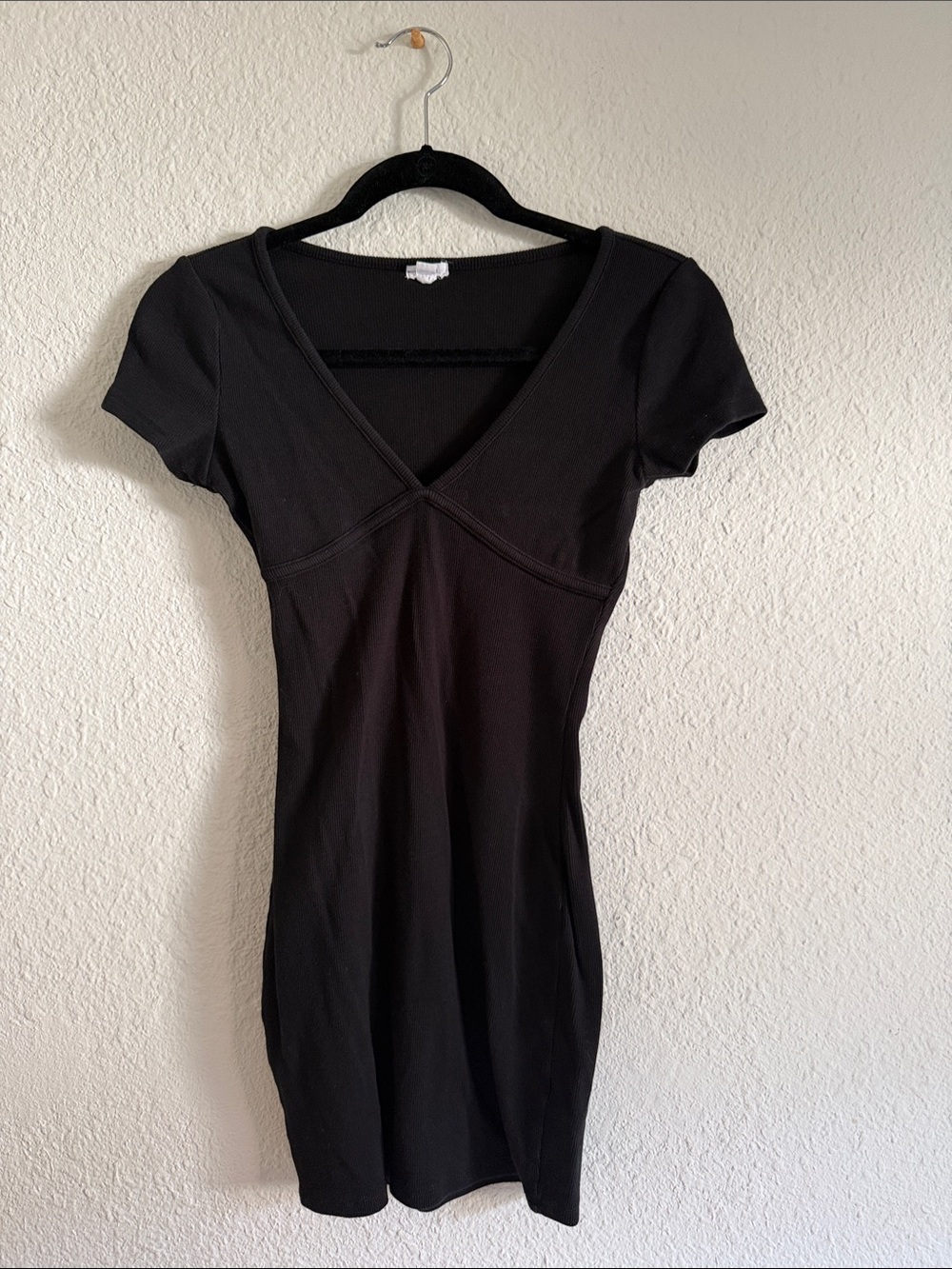 Garage Black V-Neck Short Sleeve Mini Dress